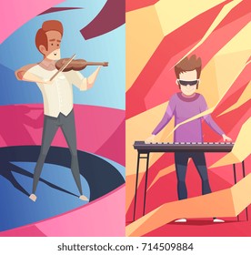 Art professions vertical banners set with modern and classic musician symbols flat isolated vector illustration