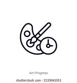 Icono de Progreso de arte. Diseño de icono de estilo de esquema aislado en fondo blanco