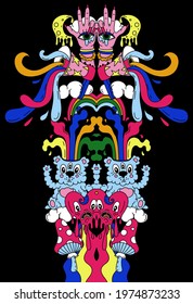 Art with psychedelic elements. Trendy vector print