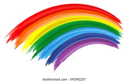 Art rainbow color brush stroke. Painting vector background