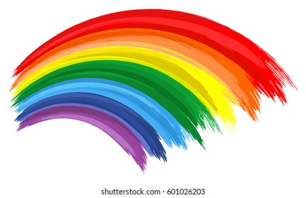 Art Rainbow Color Brush Stroke. Painting Vector Background