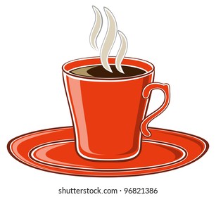 Art red cup of coffee
