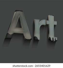 Representación artística de letras metálicas sobre fondo gris para el diseño creativo.