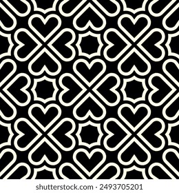 Art of Repeating Geometric Heart patterns. Love Lines Seamless pattern of printable vector.
