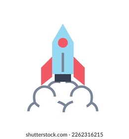 una ilustración de un vector de cohete aislado en fondo blanco