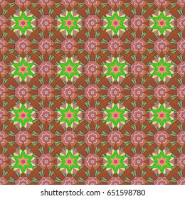 Art, round, colorful ornament on a colorfil background. Ornate, eastern mandala with colored contour.