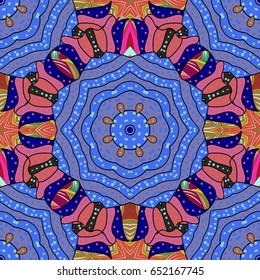 Art, round, colorful ornament on a background. Ornate, eastern mandala with colored contour.