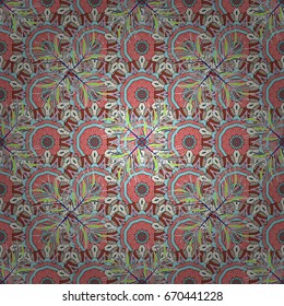 Art, round, colorful ornament on a colorful background. Ornate, eastern mandala with colored contour.
