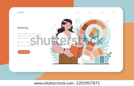 Art school education web banner or landing page. Student holding art tools learning how to draw and craft. Painting, scetching and coloring classes. Flat vector illustration