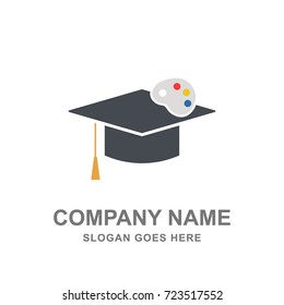 Art School Graduation Cap Logo Vector 
