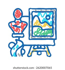 art school Lektion doodle Symbol Skizze Vektor. Unterrichtsschild der Kunstschule. einzelne Symbolgrafik