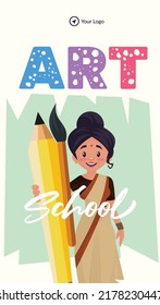Art school portrait template design. 