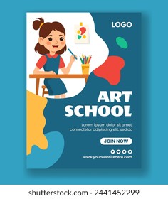 Art School Vertical Poster Flat Cartoon Hand Drawn Templates Background Illustration