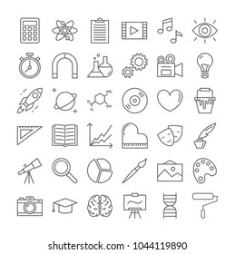 Art and science icons set on white.