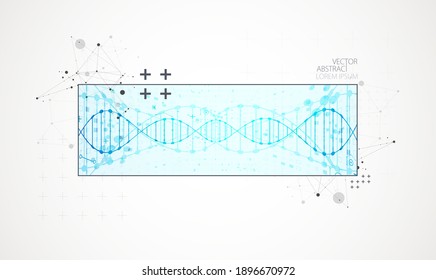 Plantilla de ciencia del arte, fondo de pantalla o pancarta con moléculas de ADN.