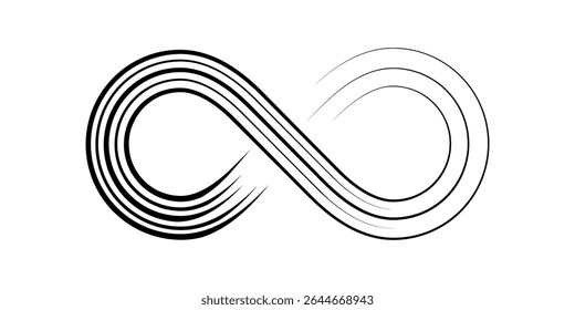 Símbolo de infinito de linha de caneta de rolagem artística em um plano de fundo branco. Vetor