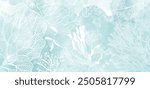 Art sea background vector. Luxury design with seaweed and  watercolor splash. Template design for text, packaging, prints, layout decorative greeting card or invitation design background. 