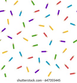 Art seamless colored pencils pattern on a white background
