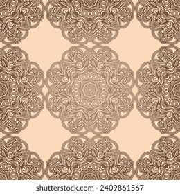 Art seamless ornamental lace pattern. Mandala pattern. Vector.
