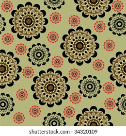 patrón vintage ornamental sin costura con girasol estilizador