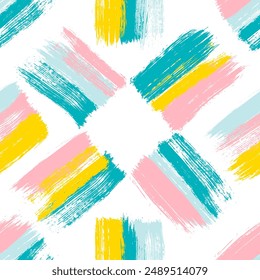 Art seamless pattern with brush paint stroke in pastel colors. Vector illustration