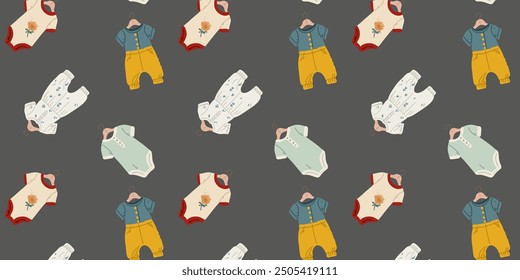 Art seamless pattern with children's clothing