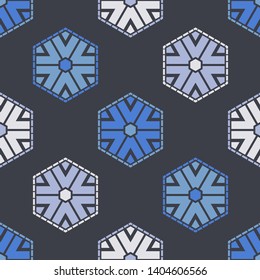 Art seamless pattern. Christmas snowflakes. Multicolored. Simple design. Vector geometric background. Can be used for social media, posters, email, print, ads designs.