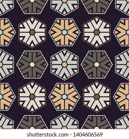 Art seamless pattern. Christmas snowflakes. Multicolored. Simple design. Vector geometric background. Can be used for social media, posters, email, print, ads designs.