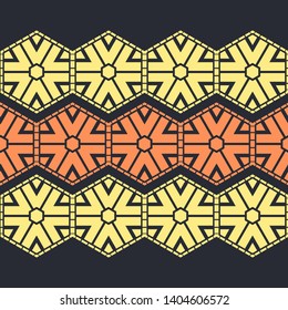 Art seamless pattern. Christmas snowflakes. Multicolored. Simple design. Vector geometric background. Can be used for social media, posters, email, print, ads designs.