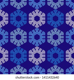 Art seamless pattern. Christmas snowflakes. Multicolored. Simple design. Vector geometric background. Can be used for social media, posters, email, print, ads designs.