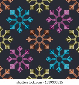Art seamless pattern. Christmas snowflakes. Vector geometric background. Can be used for social media, posters, email, print, ads designs.