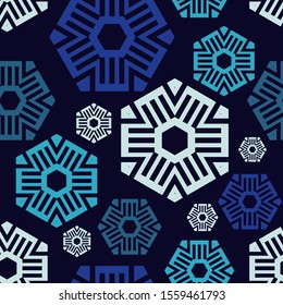 Art seamless pattern. Christmas snowflakes. Vector geometric background. Can be used for social media, posters, email, print, ads designs.