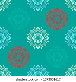 Art seamless pattern. Christmas snowflakes. Vector geometric background. Can be used for social media, posters, email, print, ads designs.