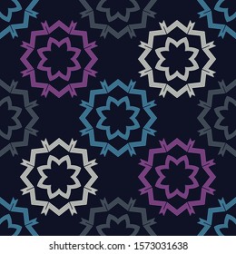 Art seamless pattern. Christmas snowflakes. Vector geometric background. Can be used for social media, posters, email, print, ads designs.