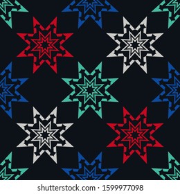 Art seamless pattern. Christmas snowflakes. Vector geometric background. Can be used for social media, posters, email, print, ads designs.