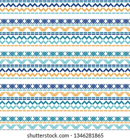 Art seamless pattern. Color - blue, beige, white. Ethnic print. Boho. Traditional ornament. Folk motif. Can be used for social media, posters, email, print, ads designs.