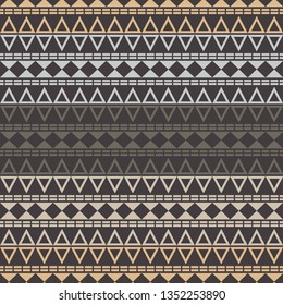 Art seamless pattern. Color - brown, gray. Vector geometric background. Ethnic print. Boho. Traditional ornament. Folk motif. Can be used for social media, posters, email, print, ads designs.