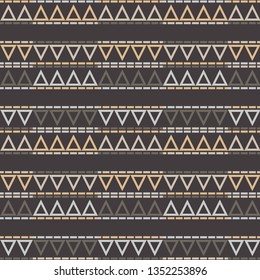 Art seamless pattern. Color - brown, gray. Vector geometric background. Ethnic print. Boho. Traditional ornament. Folk motif. Can be used for social media, posters, email, print, ads designs.