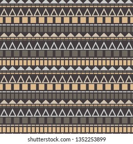 Art seamless pattern. Color - brown, gray. Vector geometric background. Ethnic print. Boho. Traditional ornament. Folk motif. Can be used for social media, posters, email, print, ads designs.