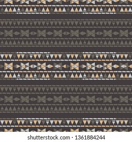 Art seamless pattern. Color - brown. Vector geometric background. Ethnic print. Boho. Traditional ornament. Folk motif. Can be used for social media, posters, email, print, ads designs.
