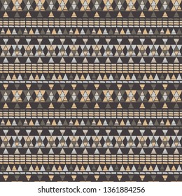 Art seamless pattern. Color - brown. Vector geometric background. Ethnic print. Boho. Traditional ornament. Folk motif. Can be used for social media, posters, email, print, ads designs.