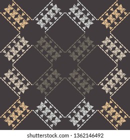 Art seamless pattern. Color - brown. Vector geometric background. Ethnic print. Boho. Traditional ornament. Folk motif. Can be used for social media, posters, email, print, ads designs.