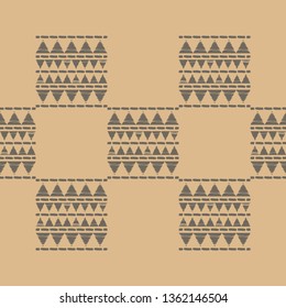 Art seamless pattern. Color - brown. Vector geometric background. Ethnic print. Boho. Traditional ornament. Folk motif. Can be used for social media, posters, email, print, ads designs.