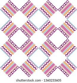 Art seamless pattern. Color - dark red, yellow, blue. Simple design. Vector geometric background. Can be used for social media, posters, email, print, ads designs.