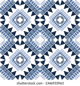 Art seamless pattern. Color - gray, blue, white. Ethnic print. Boho. Traditional ornament. Folk motif. Can be used for social media, posters, email, print, ads designs.