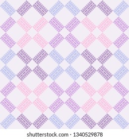 Art seamless pattern. Color - lilac, pink, blue, white. Ethnic print. Boho. Traditional ornament. Folk motif. Can be used for social media, posters, email, print, ads designs.