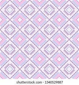 Art seamless pattern. Color - lilac, pink, blue, white. Ethnic print. Boho. Traditional ornament. Folk motif. Can be used for social media, posters, email, print, ads designs.