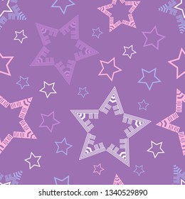 Art seamless pattern. Color - lilac, pink, blue, white. Ethnic print. Boho. Traditional ornament. Folk motif. Can be used for social media, posters, email, print, ads designs.