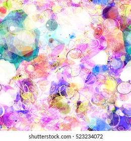 Art seamless pattern. Colorful background texture. Watercolor effect