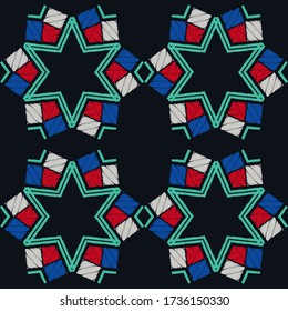 Art seamless pattern. Ethnic design. Folk motif. Vector geometric background. Can be used for social media, posters, email, print, ads designs.